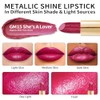 OULAC Lippenstift Metallic Glanz Finish, Magenta-Rosa Langanhaltender Glitzer Lippenstifte, Feuchtigkeit