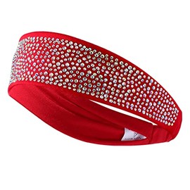 Natalie Mills Red AB Elastic Headbands for Ladies with Austrian Crystal! Top Trending Hair Accessories. Rhinestone Headbands! Activewear & Yoga Crystal headbands! Activewear & Yoga Headband