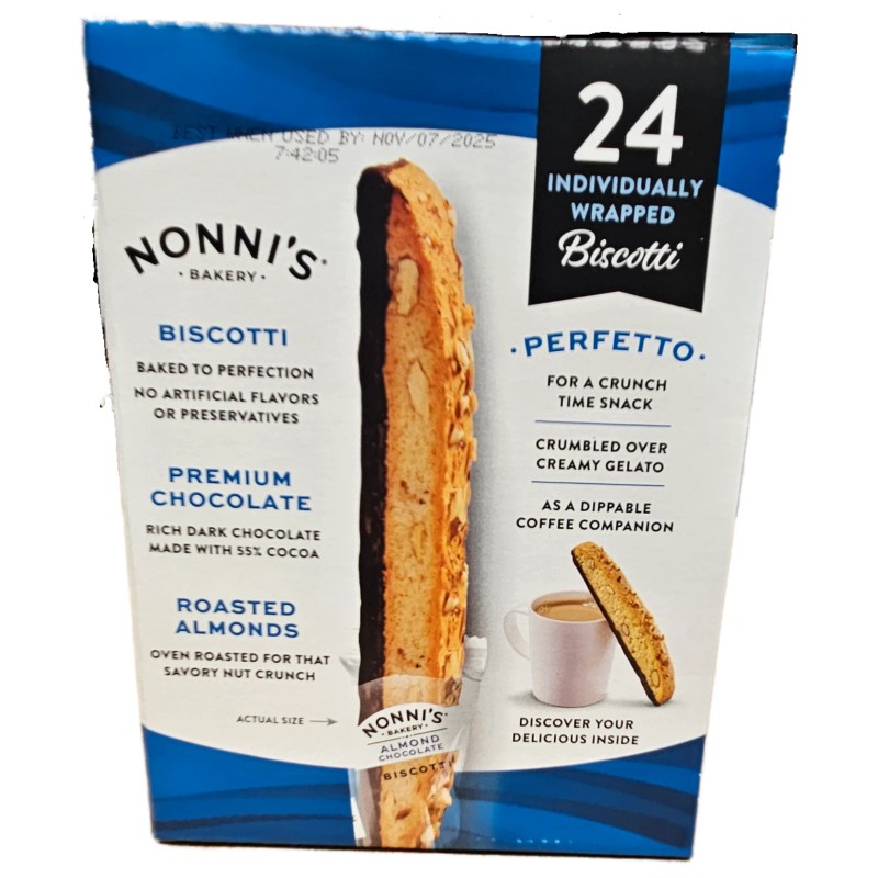 Nonni's 2 boxes - Nonni's Almond Chocolate Biscotti, 24 ct.