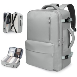 Prezon 35L Travel Backpack | 180° All-Open Design | Multi-Pockets | Airline Approved Carry on |15.6 inch Laptop Compartment |USB Port |Perfect for Travel Business College Bookbags |Men Women Dark Grey