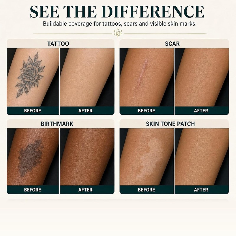 Tattoo Cover Up Makeup Waterproof, 2-Color Concealer Kit for Tattoos