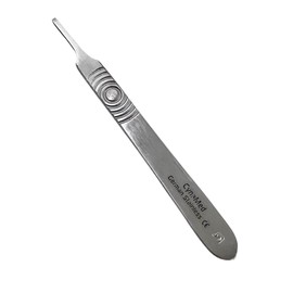 Scalpel Handle NO. 3 & Scalpel Handle NO. 4 - with Measuring Scale + Plain (No Scale) - Set of 4 - Stainless Steel Dissecting Handle Only