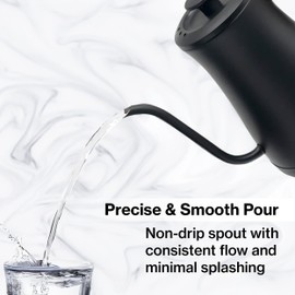 PantryPro Gooseneck Electric Kettle with Temperature Control, 34oz/1.0L Rapid Boil, Stainless Steel Interior, Auto Shut-Off, 1500W, Boil-Dry Protection, LED Indicator - Black