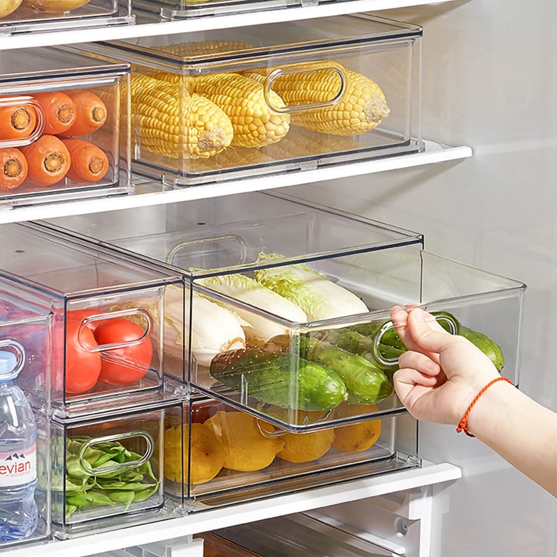 MineSign Set of 3 Stackable Refrigerator Organizer Bins Pull-Out Drawers