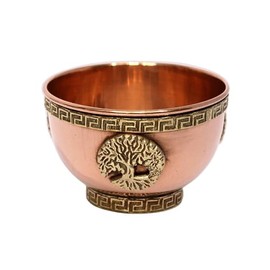eSplanade 3" Copper Offering Bowl | Altar Bowl, Ritual Use, Incense Burner, Smudging Bowl, Decorative Bowl for Home Decor, Housewarming (3" Kalpavriksha Tree)