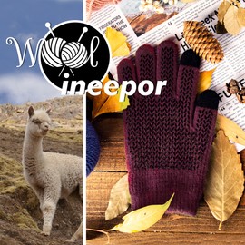 ineepor Alpaca Gloves Men Women Winter Thermal Gloves Touch Screen Warm Knitted Wool Gloves with Grip Anti-slip Driving Flexible Elastic Cuff