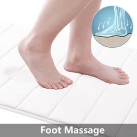 smiry Non-Slip Toilet Mat, Extra Soft U-Shape Pedestal Mat for Toilet, Ultra Absorbent Memory Foam Bathroom Toilet Mat for Floor, Machine-Washable Dry Pedestal Mat Only, 50 x 60 cm, White