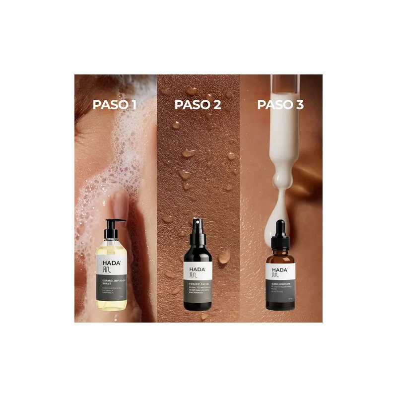 Hada Skincare - Kit 3 En 1, Dermolimpiador, Tónico, Suero