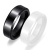 HIJONES Men's Women's Simple Bevel Wedding Ceramic Ring, Ceramic