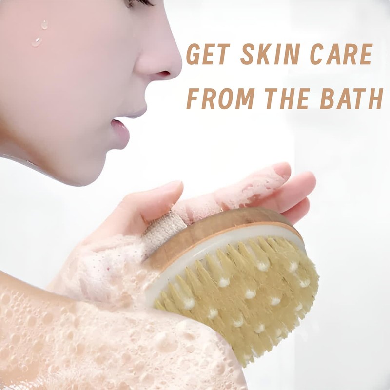 Body Brush, Natural Dry Brush, Massage Brush, Lymphatic Drainage, Exfoliating
