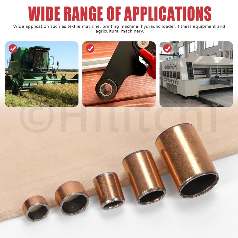Hilitchi 50PCS 5 Sizes Sleeve Bearing Plain Bearings Wrapped Oil-Less