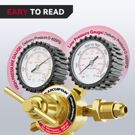 ARCCAPTAIN Nitrogen Regulator with 6.6FT Hose, 0-600 PSI Delivery Pressure, 1/4'' Male Flare Outlet Connection and CGA580 Inlet Connection Gauges