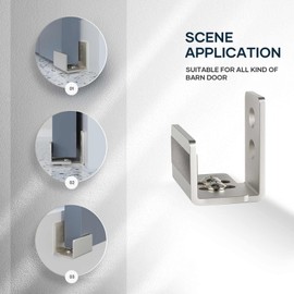 EaseLife Sliding Barn Door Bottom Floor Guide,Ball Bearings Adjustable Stay Roller,Wall Mount System,Flush Flat Bottom Design,2 Assemble Setup Options,Fit All Size Door,Brushed