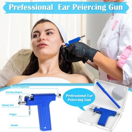 Ear Piercing Gun with Piercing Tools Kit, Professional Ear Nose Piercing Gun Machine with Stainless Steel Piercing Studs, Crystal Earrings Set for At Home Salon Earlobe Cartilage Helix Tragus Piercing