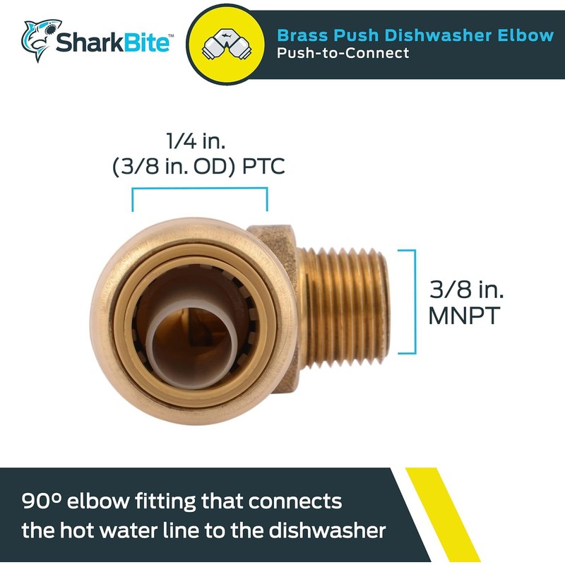 SharkBite 1/4 Inch (3/8 Inch OD) x 3/8 Inch 90