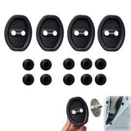 4+10pcs Door Latch Lock Cover,Silicone Door Latch Guard Car Decorations&Protects Door Latches,Universal Self-Adhesive Door Lock Latch Protector Car Accessories for Most Vehicles (Black)