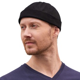 CHARM Herren Baumwolle Dockermütze Baseball Cap - Damen Seemannsmütze Hafenmütze Docker-Cap Schwarz