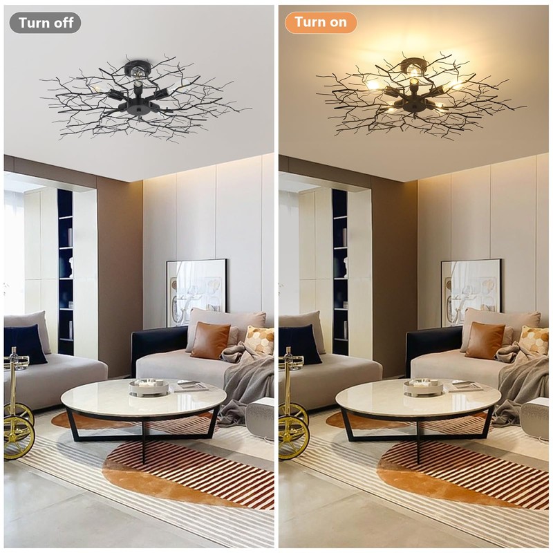 HMVPL Large Semi Flush Mount Ceiling Light Fixture, Black Modern