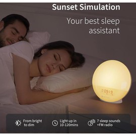 ecozy Sunrise Alarm Clock for Heavy Sleepers, Smart Wake Up Light with Sunrise/Sunset Simulation Decor Adjustable Radio