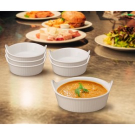 HIC Kitchen Mini Eared Ramekin Set, Fine White Porcelain, 1-Ounce, Set of 6
