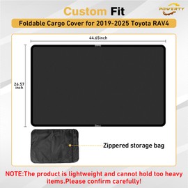 Powerty Foldable Cargo Cover for 2019-2025 Toyota RAV4 Accessories, Trunk Cover Security Shield Shade, No-Drill Privacy Luggage Cover for RAV4