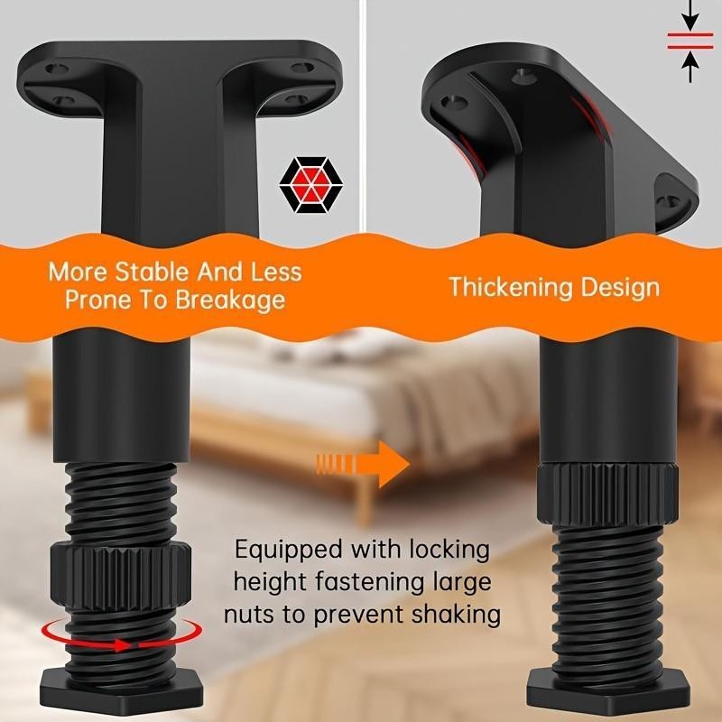 Heavy-Duty Adjustable Height Bed Frame Support Leg, Bed Frame Replacement Legs, Versatile Furniture Center
