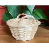Vintage 1980's Wicker Laundry Basket w Handles Small Miniature 6"L