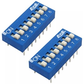 Electronix Express 2 Pack DIP Switch with 8 Switches, 16-Pin, SPST, Blue Color, 0.85"×0.38"×0.