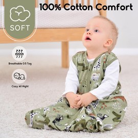Yoofoss Baby Sleep Sack 0-6 Months 0.5 Tog Wearable Blanket for Baby, 3 Pack 100% Cotton Infant Toddler Sleeping Sack 2-Way Zipper Lightweight Sleep Sack