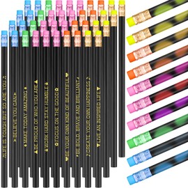 Eersida 40pcs Color Changing Mood Pencils Fun Pencils Bulk for Kids Students Motivational Pencil 2B Assorted Thermochromic Pencil with Eraser (Inspirational)