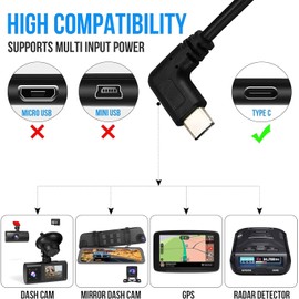 GUUZI Type C Dash Cam Hardwire Kit for Time Lapse Recording/24 Hour Parking Monitor, Converts 12V-24V to 5V/2.5A Car Dash Cam Charger, 320cm Cable Kit with Low Voltage Protection