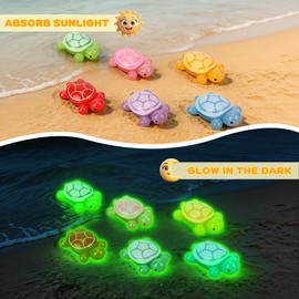 ShtNeeg 6 PCS Large Glow in The Dark 3D Resin Turtles, Miniature Garden Figurines for Aquarium Fish Tank Decor, DIY Dollhouse Fairy Garden Ornaments
