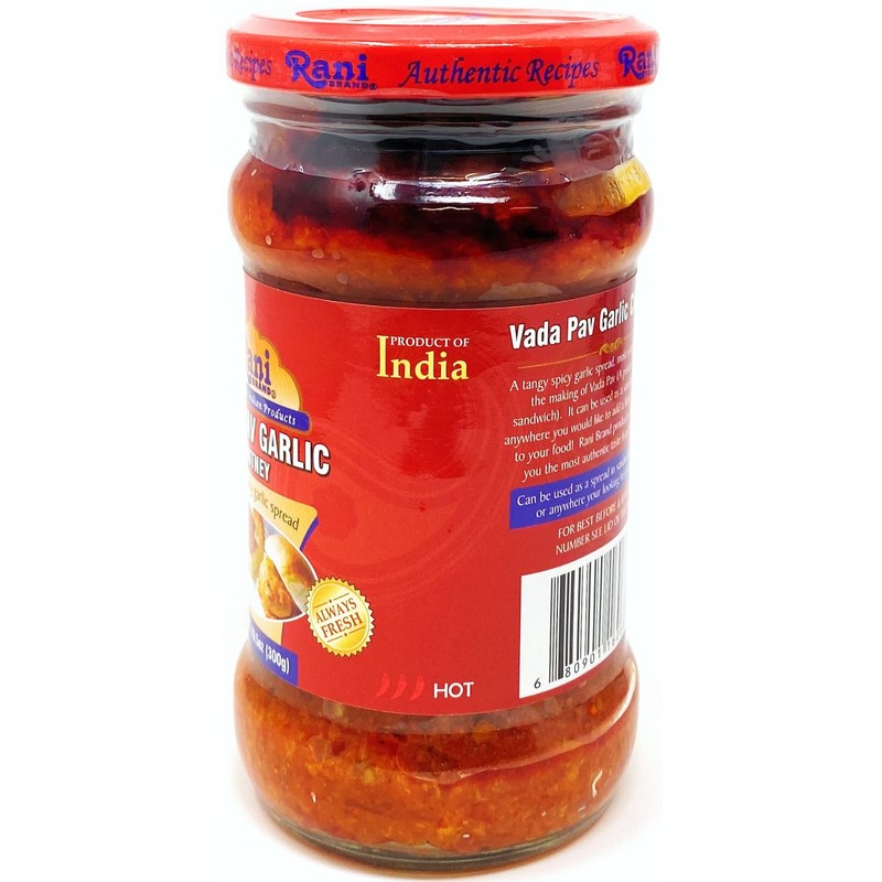 Rani Vada Pav Garlic Chutney 10.5oz (300g) Glass Jar, Ready