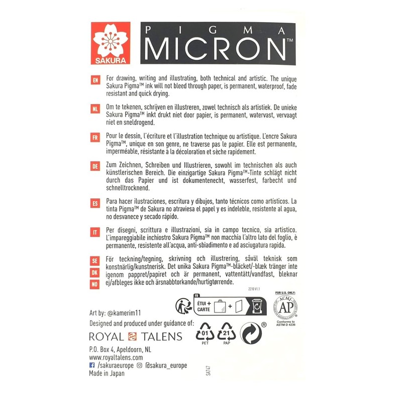 Pigma Micron 8 Fineliners 005,01,02,03,05,08, Brush, Brush (Manga SET)