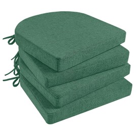 Basic Beyond Chair Cushions for Dining Chairs 4 Pack, Memory Foam Chair Cushion with Ties and Non Slip Backing, 16 x 16 inches Chair Pads for Dining Chairs(Forest Green)