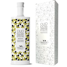 Antico Frantoio Muraglia Pitted Extra Virgin Olive Oil from Apulia | Premium Polyphenol Rich EVOO | Early Harvest First Cold Pressed | Imported from Italy | 16.9 fl oz (500ml) Bottle with Beautiful Gift Box (Gift Box Color Varies Black or White)