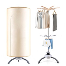 Portable Clothes Dryer Upgraded Large Capacity for Families,travel and apartments,Mini 900W Fast-Drying Machine for Skirts, Clothing and Shoes Quick & Easy-to-Use Foldable Compact Dryer(Beige)