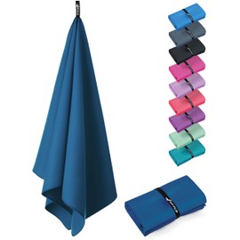 Fit-Flip Microfibre Towel in All Colours and Sizes, Lightweight Sports and Travel Towel, Quick-Drying, Large Bath Towel, Pack of 1, 100 x 50 cm, Navy Blue