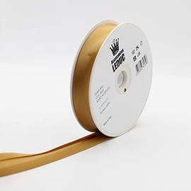 Leduc Satin Bias Binding 20 m 30 Colours for Double Stitching, 8 + 20 + 8 mm, 100% Acetate, Italian Quality, 2063, Camel