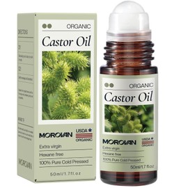 Morovan Castor Oil Roll for skin: 50ml Hair Growth Serum for Eyebrows & Eyelashes — Promotes Hair Growth in 4 Weeks — Nourishes Thinning Hair &