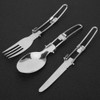 Outdoor Portable Tableware Set Folding Stainless Steel Spoon Fork Knife