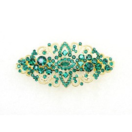 Faship Gorgeous Emerald Color Green Crystal Hair Barrette Clip