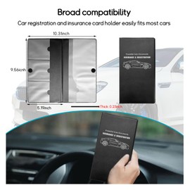 Dickno Car Registration and Insurance Holder, 10.39''×9.56'' Essential Auto Card Document Glove Box Organizer with Closure, Car Interior Accessories (Black, Small Car)