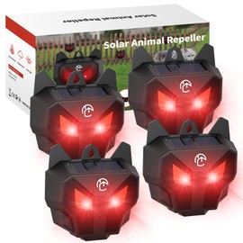 Solar Nocturnal Animal Repeller with Red LED Flashing Lights – Effective Coyote, Raccoon, Skunk, Deer & Hawk Deterrent – Waterproof Predator Lights for Yards, Gardens & Chicken Coops