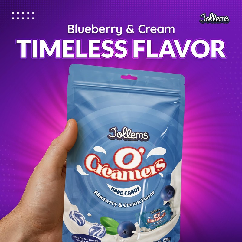 Jollems O’ Creamers Blueberry & Cream Flavored Hard Candy |