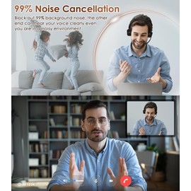 Yukigefe Bluetooth Headset, Kabelloses Headset mit Mikrofon mit Geräuschunterdrückung, bestes Headset mit Mikrofonstummschaltung und USB-Dongle für PC/Computer/Laptop/Handys/Fernarbeit/Callcenter