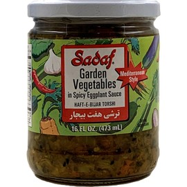 Sadaf Haft-e-Bijar Torshi - Pickled Garden Vegetables with Eggplant - Pickle Vegetables for Cooking - Giardiniera Mix - Mediterranian Style Meal - 16 fl. oz. Jar