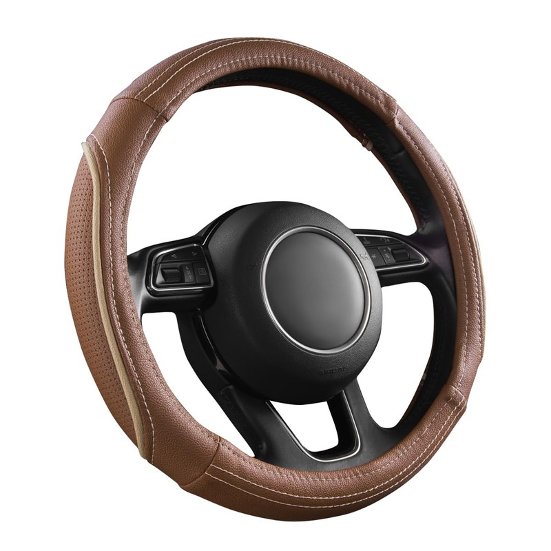 CAR PASS Line Rider Delux Leather Steering Wheel Cover, Universal