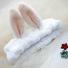 White Microfiber Rabbit Ear Face Washing Headband White 3ea