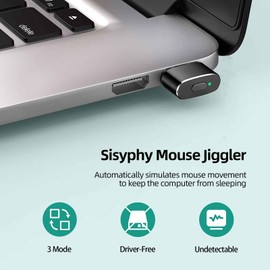 Sisyphy Mouse Jiggler USB A Port, Undetectable Mouse Emulator Auto Moving Mouse, with ON/Off Switch, Multi-Track Choice, Driver-Free Plug and Play